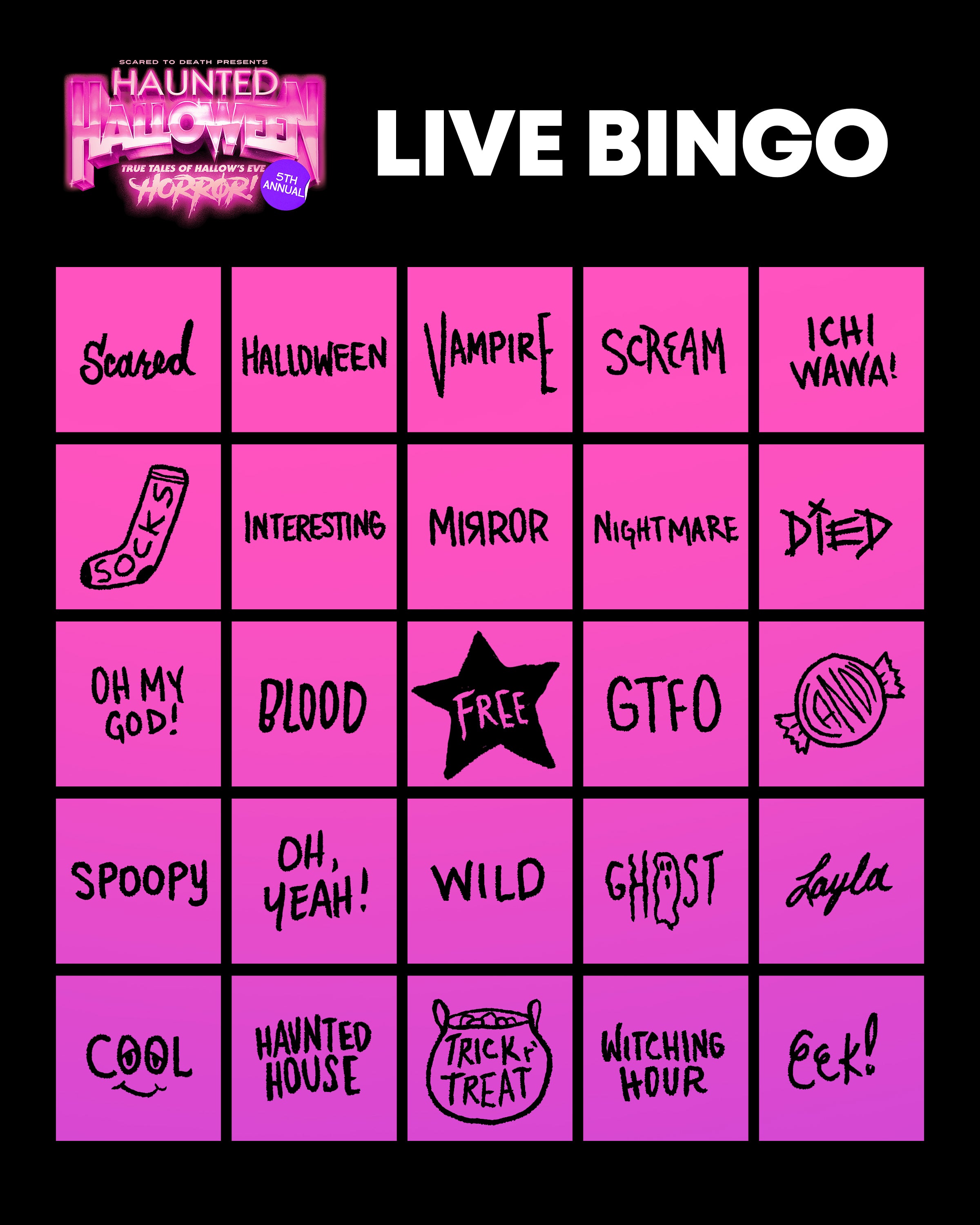 STD LIVE 2025 BINGO CARD – Bad Magic Productions