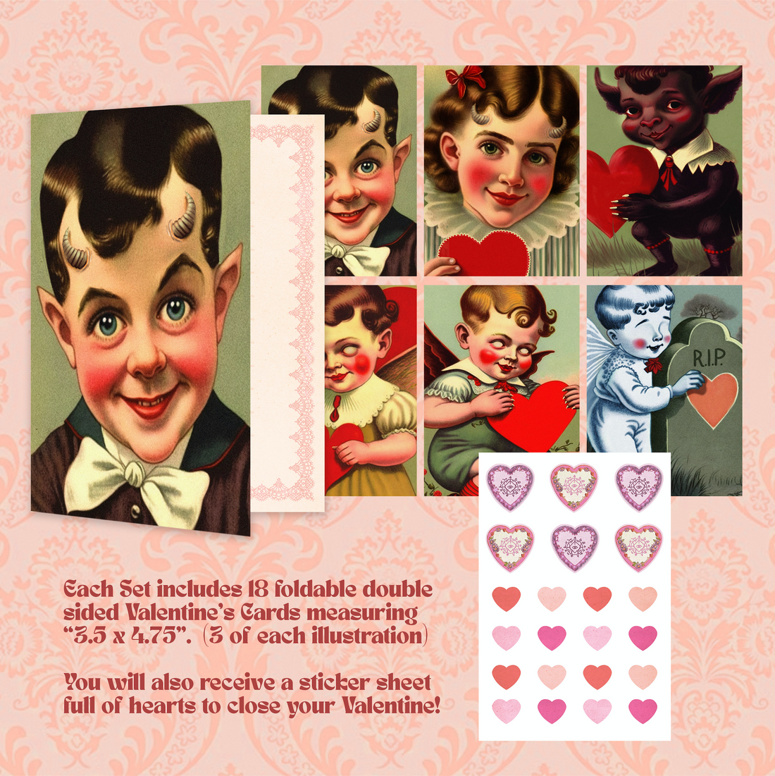 Scared To Death Valentines Card Set